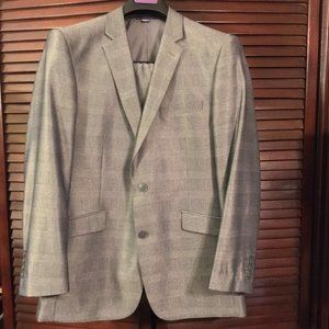 Alain Dupetit Gray Glen Plaid 3 Piece Suit Size 38S and pants 32 waist